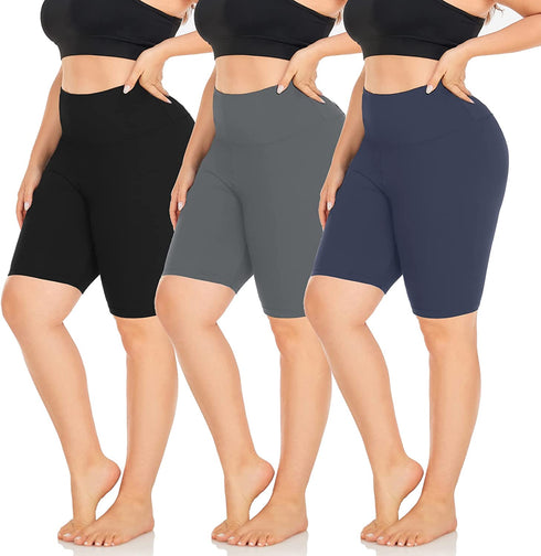 3 Pack Capri Leggings for Women with Pockets-High Waisted Tummy Control Workout Gym Yoga Pants Black